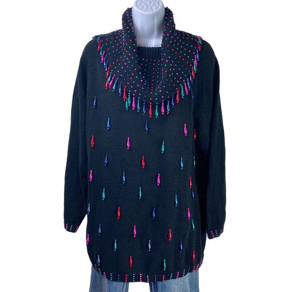 Vintage Victoria Harbour Oversized Beaded Sweater S - Picture 1 of 5